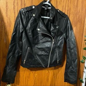 Faux Leather Cropped Moto Jacket